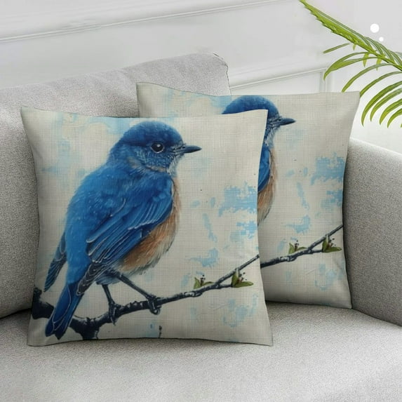 Acheng Chinoiserie Pillow Covers Bluebird Sitting On a Branch Throw Pillows Chinoiserie Decor Outdoor Pillows Cases Suitable for Couch Pillows Living Room Bedroom,2 pcs White