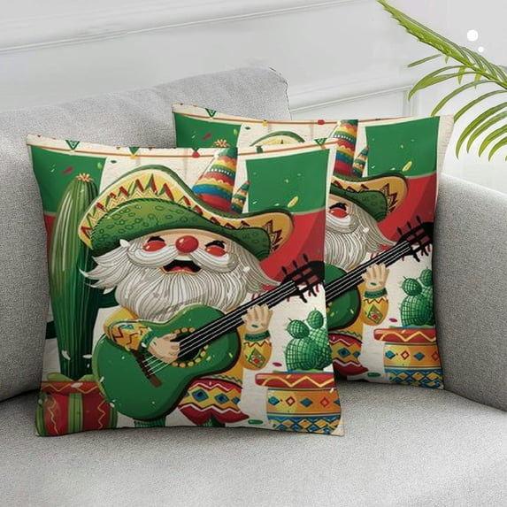 Acheng Cinco de Mayo Cactus Chili Throw Pillow Covers, Let's Fiesta Patriotic Holiday of Mexico Cushion Case for Sofa Couch,2 Pcs White