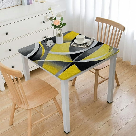 Acheng Circles Lines Abstract Square Tablecloth Waterproof 100% Polyester Fiber 52*52