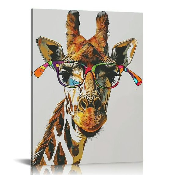 Acheng  Colorful Giraffe Decor Wall Art Painting for Children's room Bedroom Living room Decor Ready to Hang  16x20 in