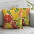 thumbnail image 1 of Acheng  Colorful Throw Pillow Cushion Case, Fresh Ripe Citrus Fruits Orange Grapefruit and Lemon Repeating Circular Pattern, Decorative Square Accent Pillow Cover,Set of 2 White, 1 of 6