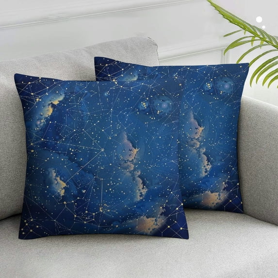Acheng Decorative Square Pillow Covers Galaxy Star, Starry Universe Constellation Galaxy Space Throw Pillow Case Set of 2, Soft Cushion Cover Pillowcases for Home Bedroom Sofa Armchair White