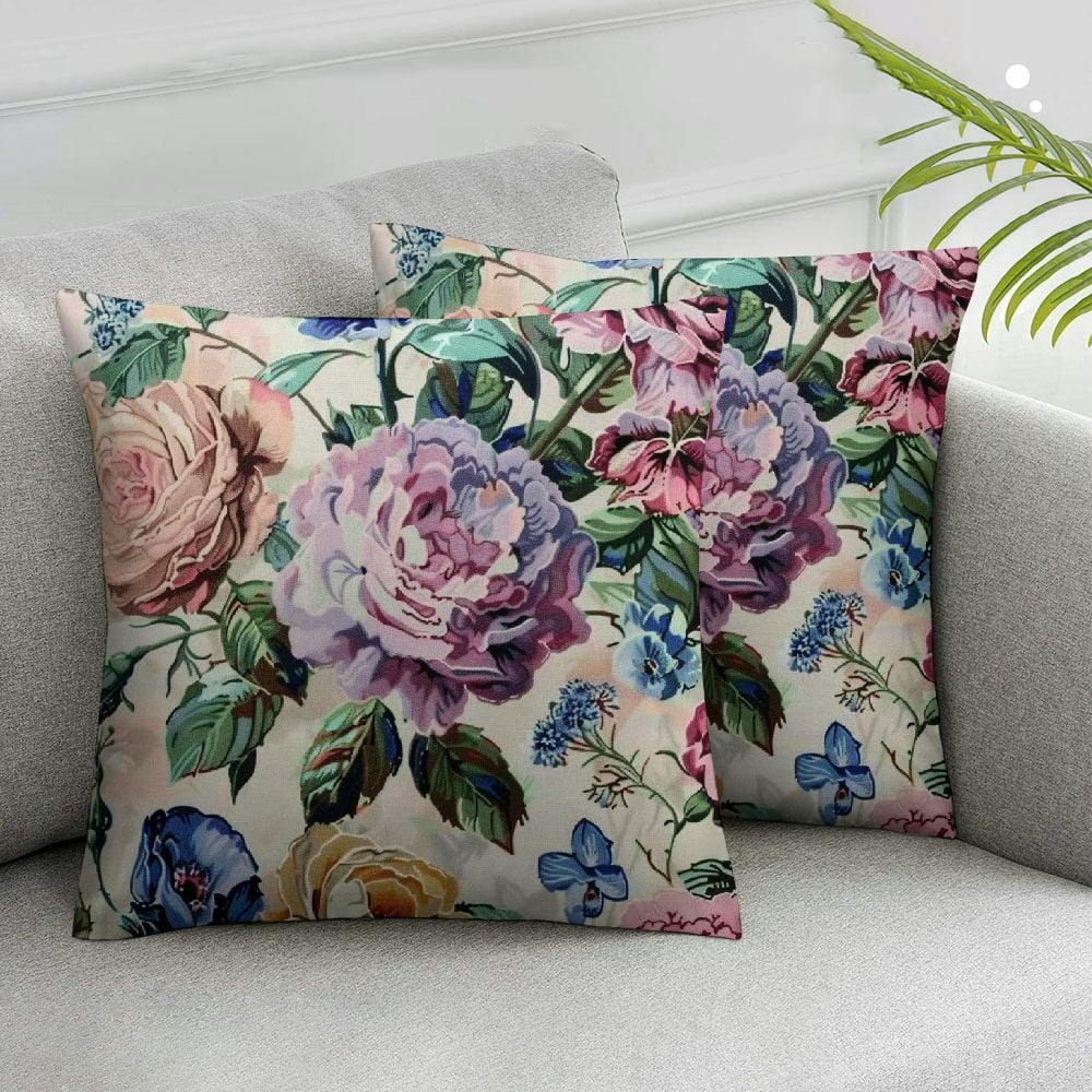 Acheng Decorative Throw Pillow Covers Set Of With Watercolor Rose And Iris Flower Accent Art