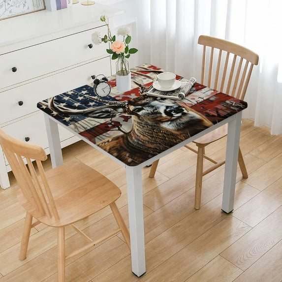 Acheng Deer Antlers Flag Square Fitted Table Cloths 100% Polyester Fiber 52*52