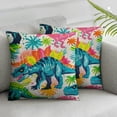 thumbnail image 1 of Acheng Dinosaur Decorative Throw Pillow Cover Case, Dino Colorful Kid Funny Cartoon Animal  Outdoor Pillow Cases Square Standard Cushion Covers for Sofa Couch Bed Car White, 1 of 6
