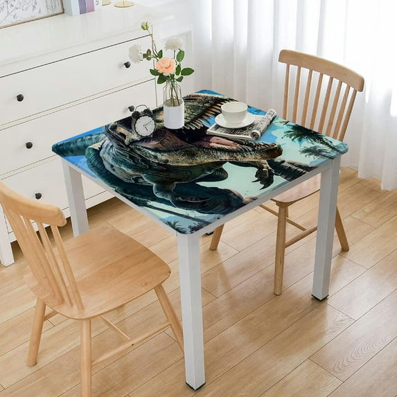 Acheng Dinosaur Palm Trees Square Table Cover 100% Polyester Fiber 52*52