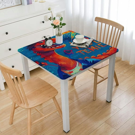 Acheng Dinosaur Square Tablecloth Washable for Home Kitchen Outdoor Decoration 100% Polyester Fiber 46*46