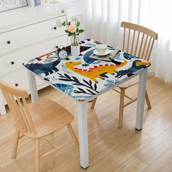 Acheng Dinosaur Tree Pattern Square Tablecloth Outdoor Fitted 100% Polyester Fiber 46*46