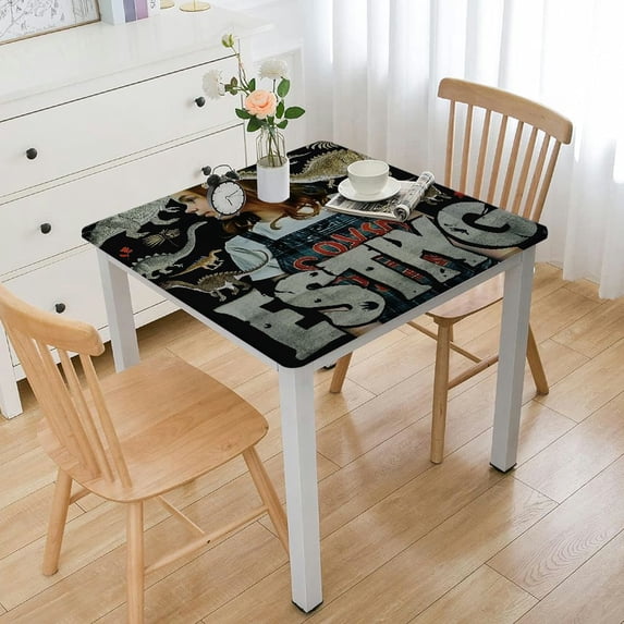 Acheng Dinosaurs Square Tablecloth Washable for Home Kitchen Outdoor Decoration 100% Polyester Fiber 46*46