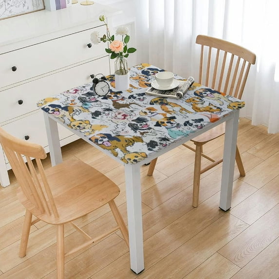 Acheng Dogs Love Dogs Cave Painting Square Fitted Table Cloths 100% Polyester Fiber 52*52
