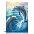 thumbnail image 1 of Acheng  Dolphin Canvas Wall Art Cute Dolphins Playing Under Sea with Sunshine Picture Printing Artwork for Living Room Bedroom Bathroom Wall Decor,Stretched and Framed Ready to Hang, 16x20 in, 1 of 5