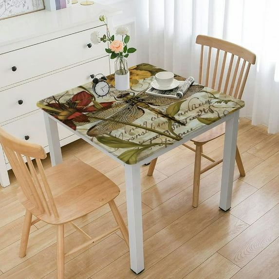 Acheng Dragonfly Flower Wallpaper Square Tablecloth 100% Polyester Fiber 52*52