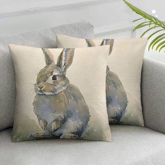 Acheng Easter Decor Easter Bunny Pillow Cover Spring Decor Easter Rabbit Pillow Chusion Covers 2pcs White