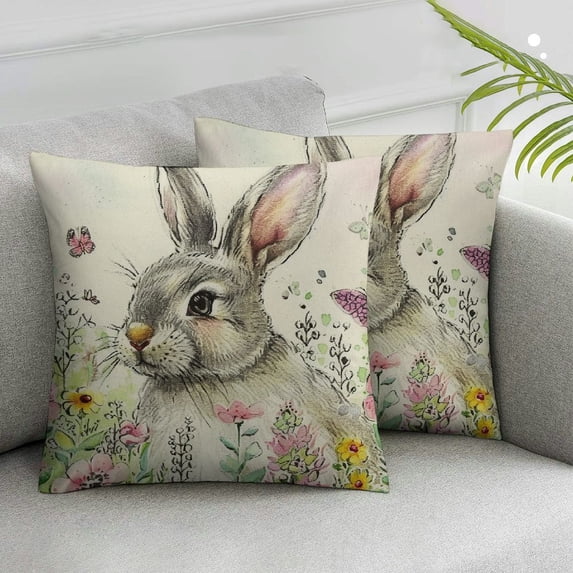 Acheng Easter Pillow Covers Truck Bunny Eggs Rabbit Flower Easter Decorations Spring Outdoor Pillows Decorative Throw Pillows Cases Farmhouse Decor Cushion Covers for Home Sofa,Set of 2 White