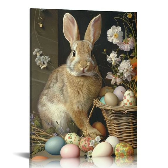 Acheng Easter Wall Art Cute Bunny Poster Rabbit Easter Egg Gnome Painting Jesus Canvas Prints Picture for Living Room Decor picture 1