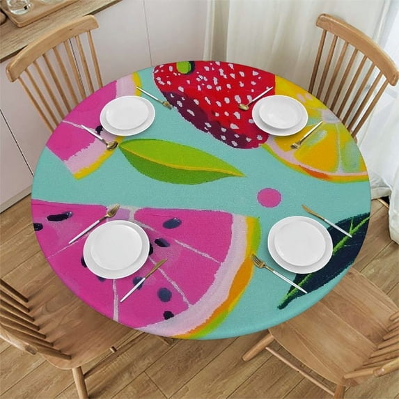 Acheng Ethnic Style Round Tablecloth,Stain Resistance Table,Winter Holiday Kitchen Christmas Decorations for Table, Party 36x36in