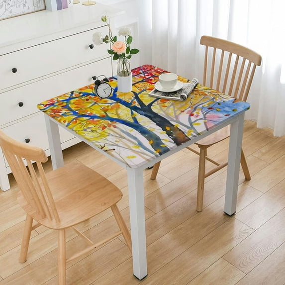 Acheng Fall Leaves Deer Square Tablecloth 100% Polyester Fiber 52*52