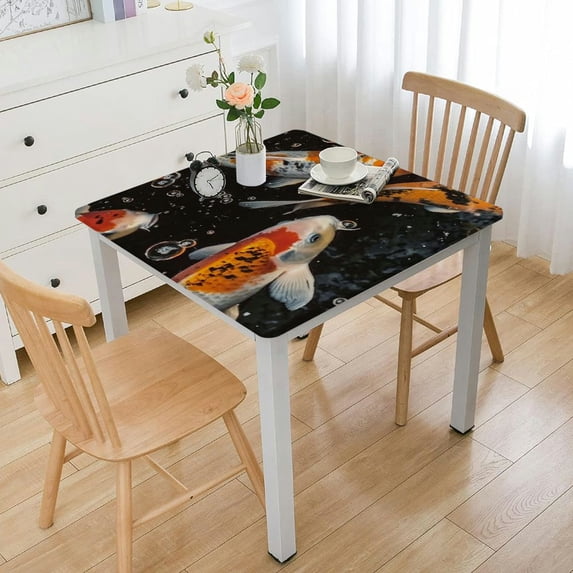 Acheng Fish Water Bubbles Square Tablecloth for Picnic Dining Kitchen Farmhouse 100% Polyester Fiber 40*40