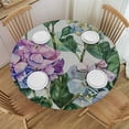 thumbnail image 1 of Acheng  Fitted Round Tablecloth with Elastic Edge Wipe Clean Hydrangea Watercolor Flowers Table Cloth for Outdoor/Indoor Use,Fits Round Tables Diameter 44x44in, 1 of 7