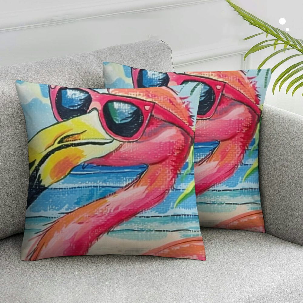 Acheng Flamingo Tropical Pillow Covers Decorative Glass Throw Pillow