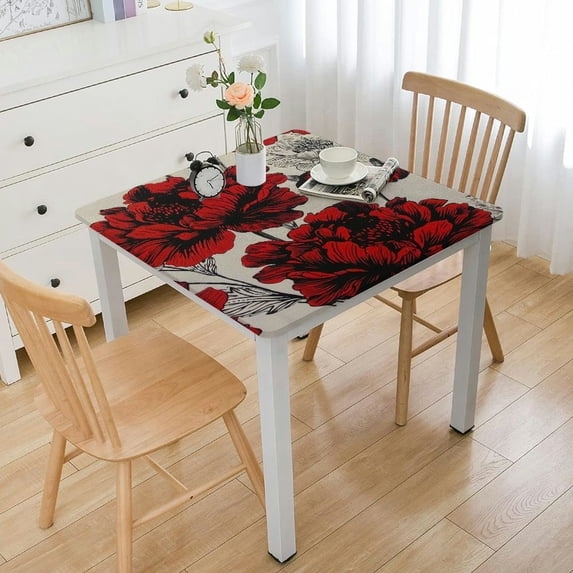 Acheng Floral Style Square Tablecloth Washable for Home Kitchen Outdoor Decoration 100% Polyester Fiber 52*52