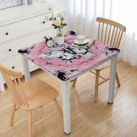 Acheng Flower Butterfly Pink Square Table Cover 100% Polyester Fiber 40*40