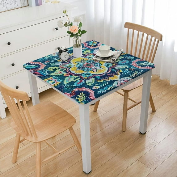 Acheng Flower Design Square Fitted Tablecloth 100% Polyester Fiber 36*36