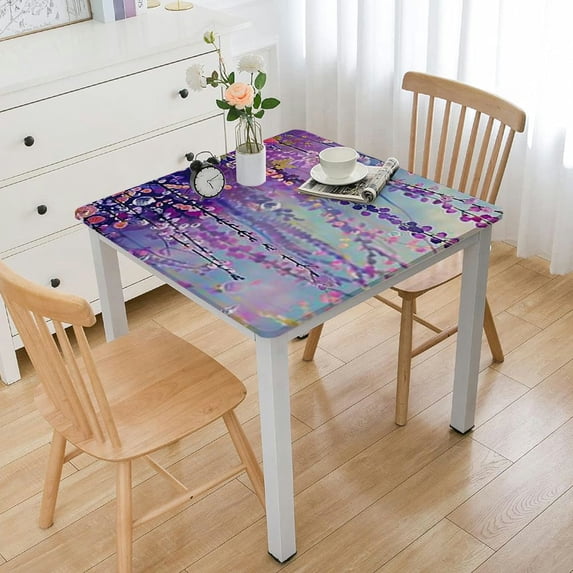 Acheng Flowers Bubbles Sky Square Tablecloth Waterproof 100% Polyester Fiber 40*40