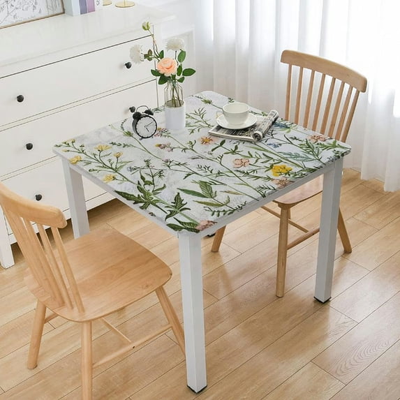 Acheng Flowers Green Plant Square Tablecloth 100% Polyester Fiber 36*36