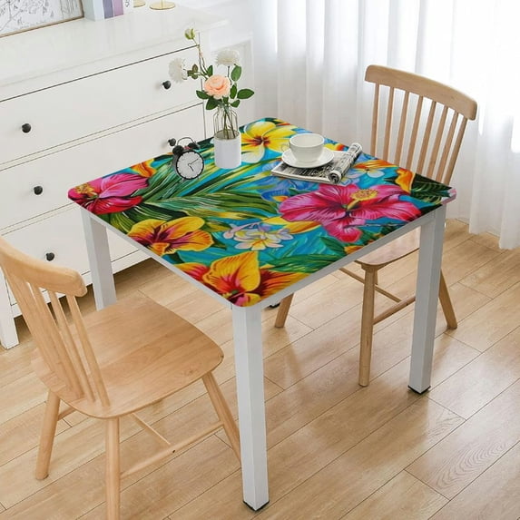 Acheng Flowers Leaves Claire Hummel Square Fitted Tablecloth 100% Polyester Fiber 46*46