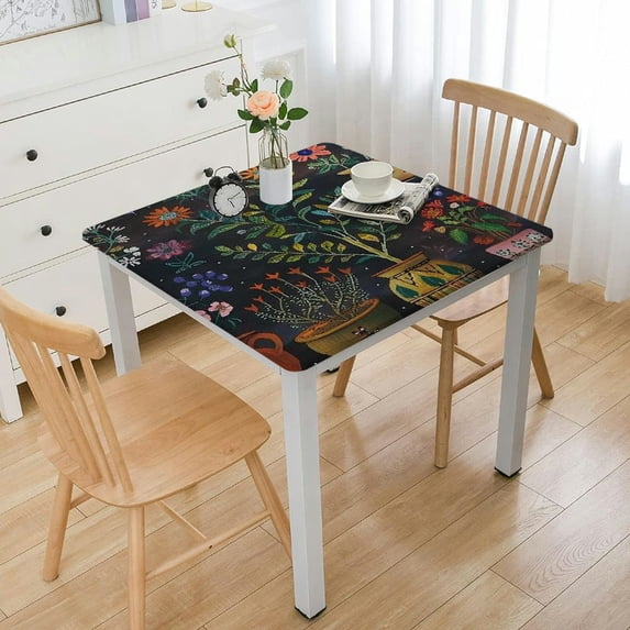 Acheng Flowers Plants Pots Square Tablecloth Great for Home Kitchen/Parties/Holiday Dinner 100% Polyester Fiber 36*36