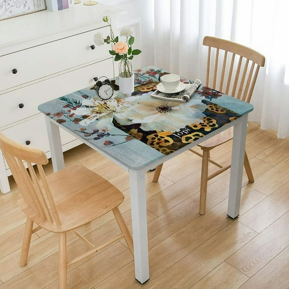 Acheng Flowers Square Tablecloth Washable for Home Kitchen Outdoor Decoration 100% Polyester Fiber 40*40