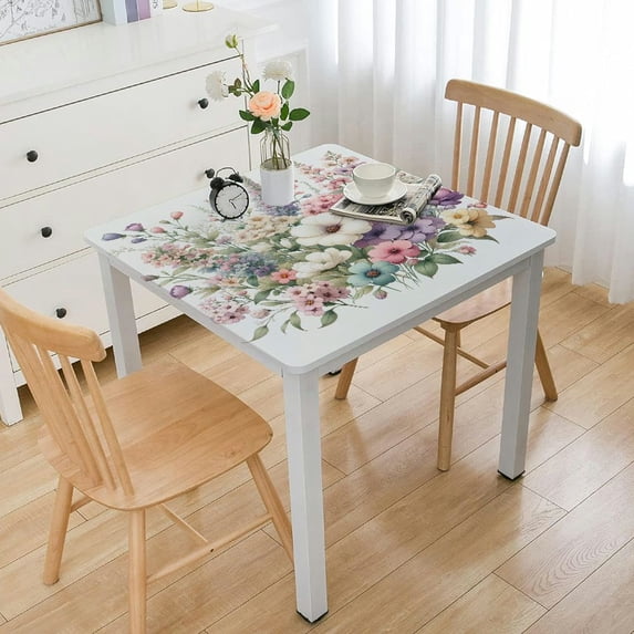 Acheng Flowers Square Tablecloth Waterproof 100% Polyester Fiber 46*46