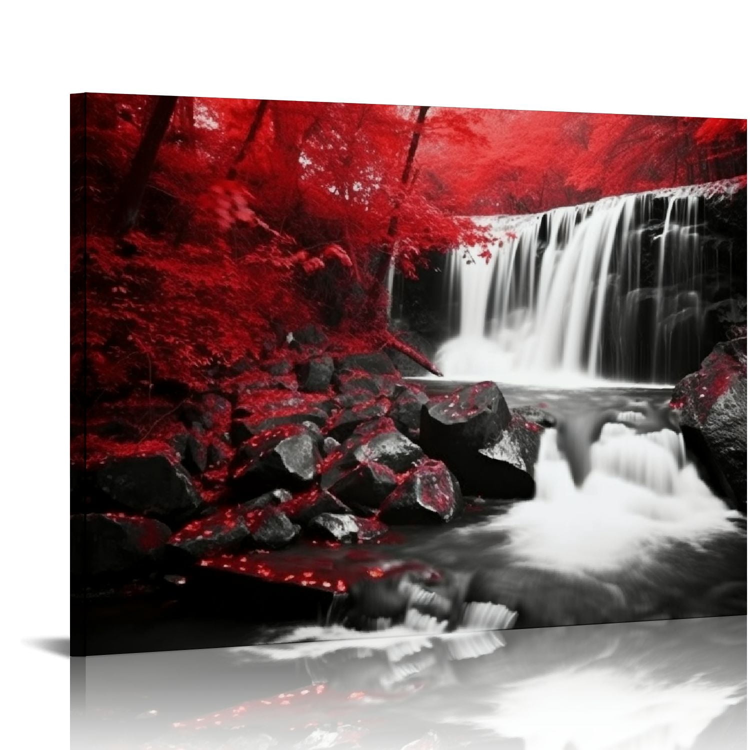 Acheng Forest Canvas Wall Art Red and Black Bathroom Wall Decor Fall ...