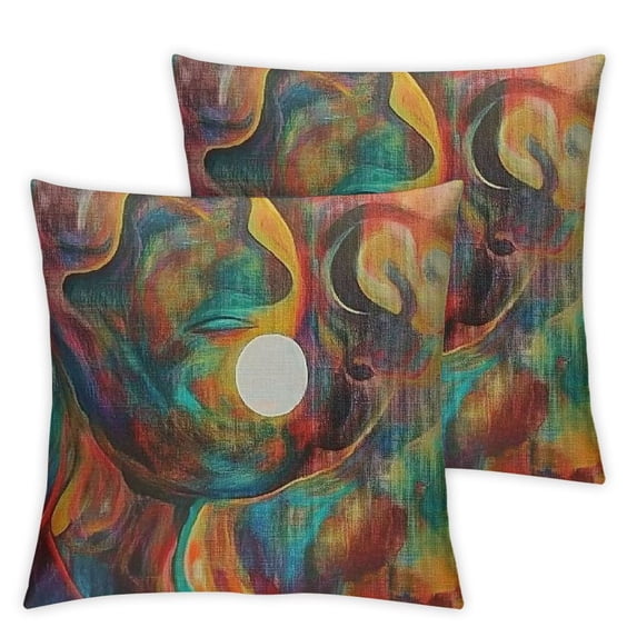 Acheng Fractal Waved Throw Pillow Case Cushion Covers Brown, Red, Orange and Gold Watercolor for Couch Bed Sofa Car Waist 22x22in