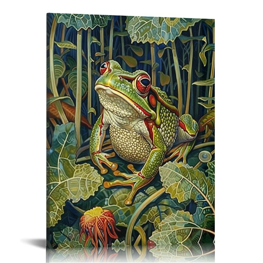Acheng Framed Canvas Prints Wall Art, Funny Frog Wall Art Print ...