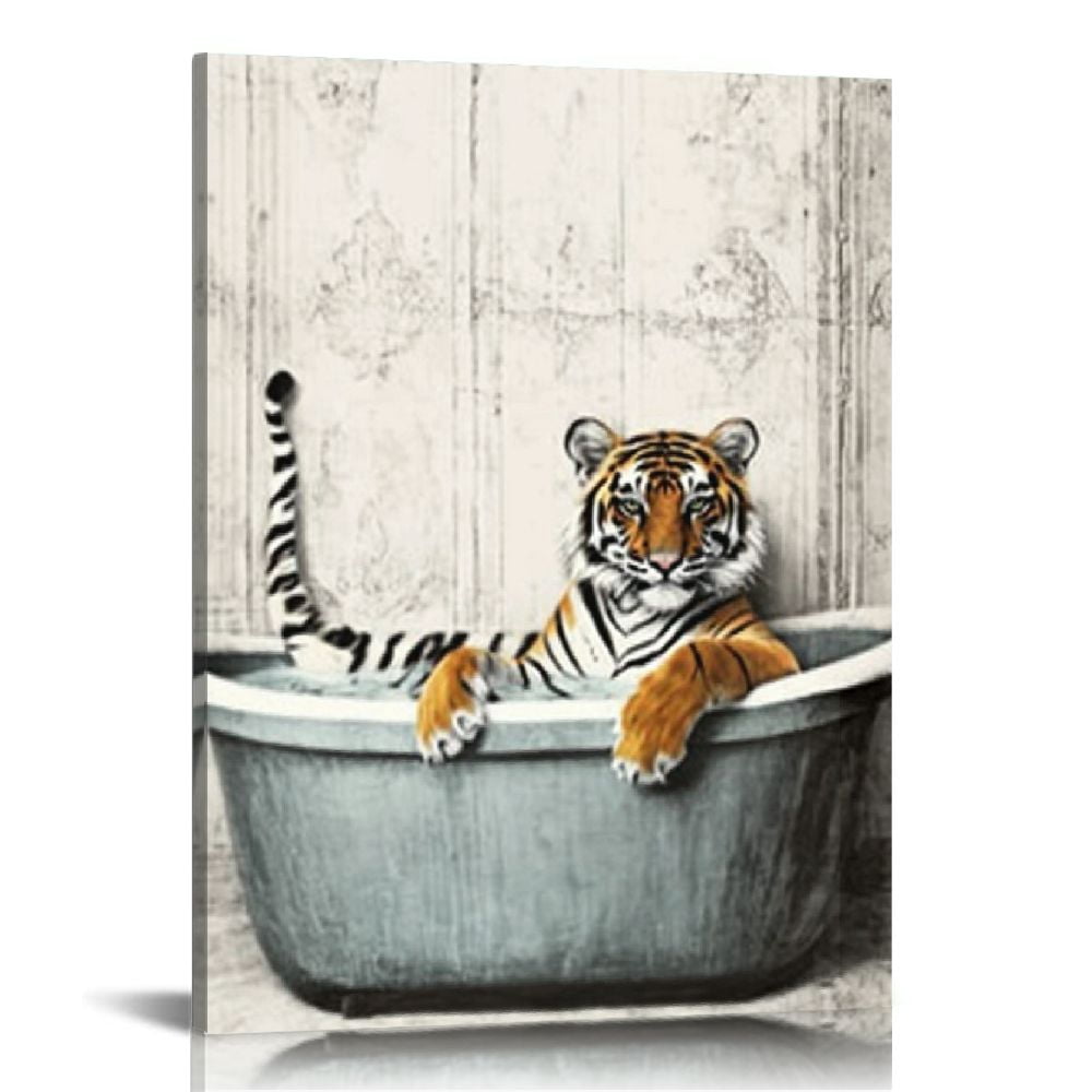 Acheng Funny Bathroom Decor Wall Art Cute Black and White Animals in ...