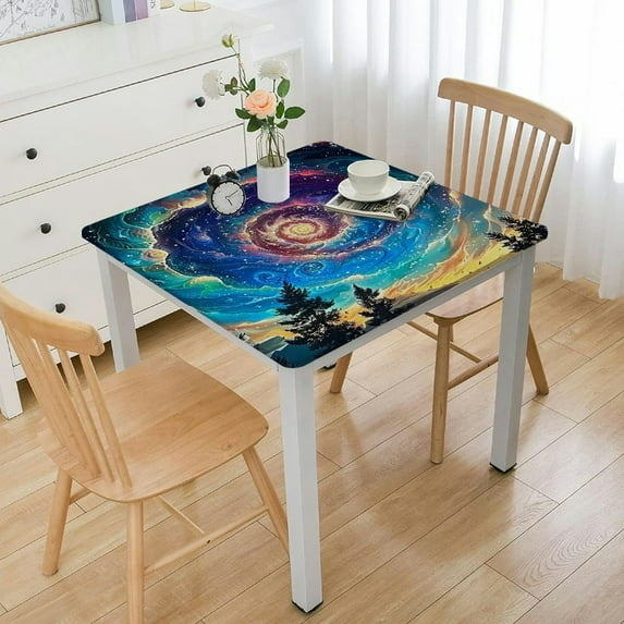 Acheng Galaxy Stars Trees Square Table Cover 100% Polyester Fiber 46*46