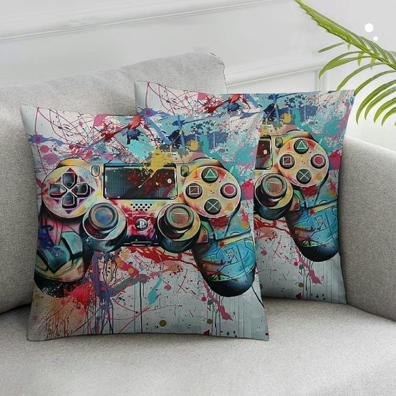 Acheng Gamer Pillow Covers,Gaming Pillows Cover Set of 2,Gamer Throw Pillows for Boys Room,Gaming Decor Pillow Covers,Gamepad Pillows,Gifts White