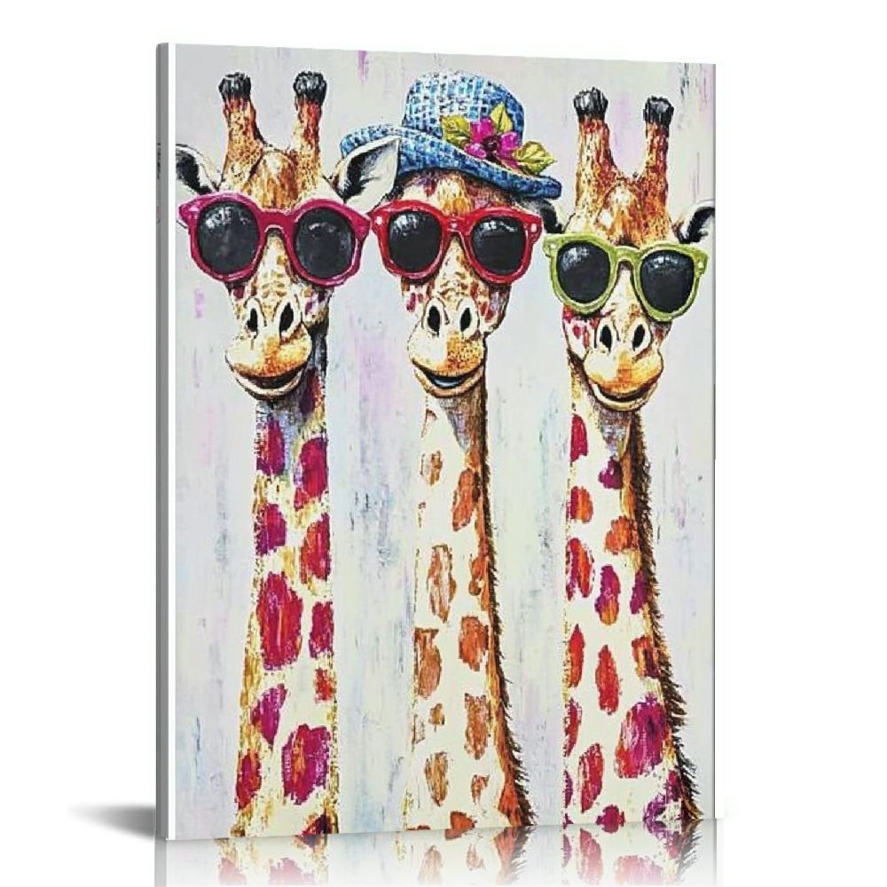 Acheng Giraffe Family Canvas Wall Art Animal Poster Prints Picture With ...
