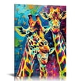 thumbnail image 1 of Acheng  Giraffe Family Canvas Wall Art Colorful Animal Painting Prints Funny Giraffe Abstract Posters Wall Decor for Nursery Baby Room Framed  12x16 in, 1 of 5