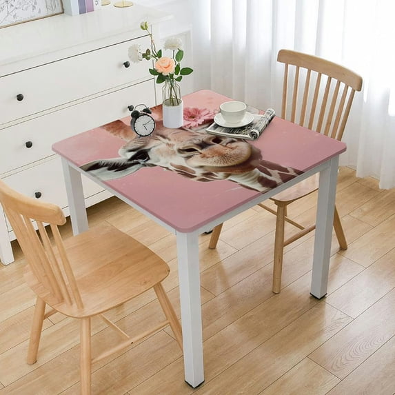 Acheng Giraffe Flower Pop Surrealism Square Fitted Table Cloths 100% Polyester Fiber 40*40