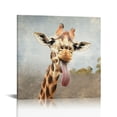 thumbnail image 1 of Acheng Giraffe Paintings Wall Decor - Funny Animal Canvas Wall Art Prints For Kids Room Nursery Wall Decor Framed  16x16 in, 1 of 5