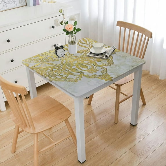 Acheng Gold Design Fine Foliage Lace Rococo Square Tablecloth Great for Home Kitchen/Parties/Holiday Dinner 100% Polyester Fiber 36*36