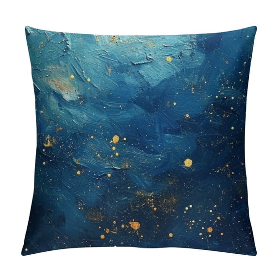 Acheng Gold and Blue Abstract Art Plush Pillowcase 1 Piece White