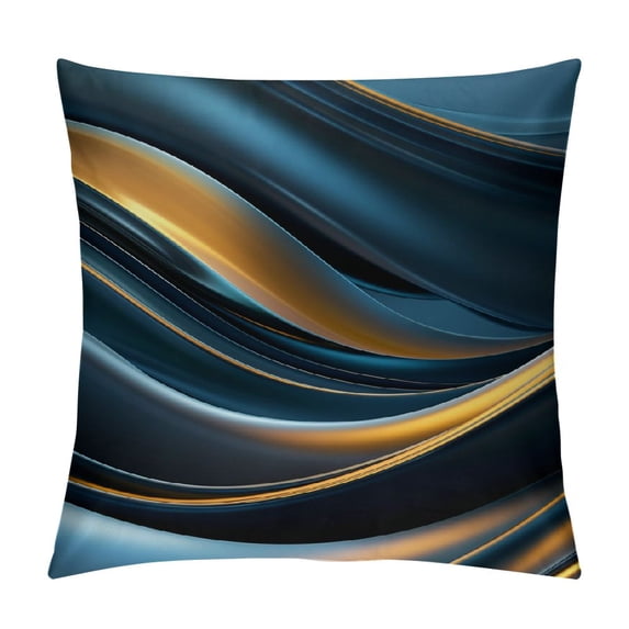 Acheng Gold and Blue Abstract Art Plush Pillowcase 1 Piece White