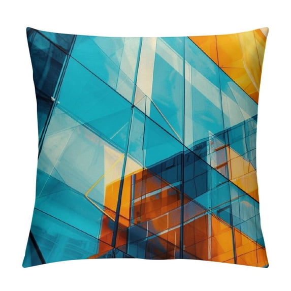 Acheng Gold and Blue Abstract Art Plush Pillowcase 1 Piece White