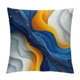 thumbnail image 1 of Acheng Gold and Blue Abstract Art Plush Pillowcase 1 Piece White, 1 of 5