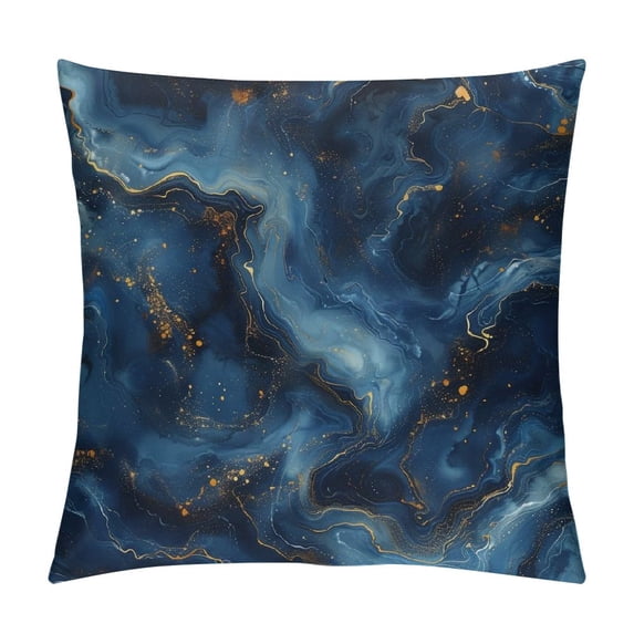 Acheng Gold and Blue Abstract Art Plush Pillowcase 1 Piece White