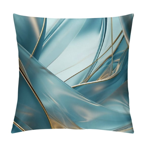 Acheng Gold and Blue Abstract Art Plush Pillowcase 1 Piece White